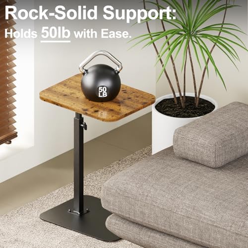 TV Tray Table Adjustable Height Swivel Couch Table with Heavy Metal Base