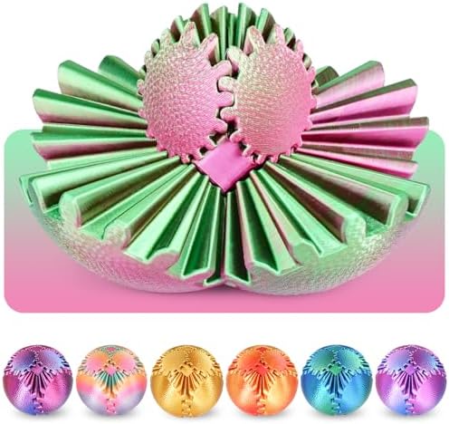 Gear Ball Fidget Toys Steampunk Gear Sphere Stress Relief for Kids Adults 3D Printed Unique Funny Birthday Gift for Christmas White Elephant Stocking Stuffer Easter (Muted Plum Green, Dia. 3.15" )