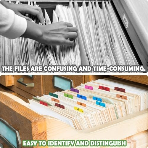 gisgfim 25 Alphabet File Guides, A‑Z Top‑Tab File Cabinet Dividers, Rainbow
