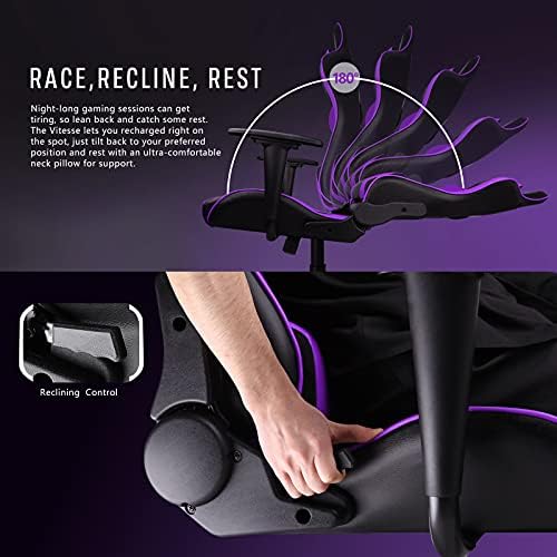 Gaming Chair,High Back Ergonomic Racing Gamer Chair with Lumbar Support and Headrest,Girl Computer Desk Chair with Height Adjustable(Purple)