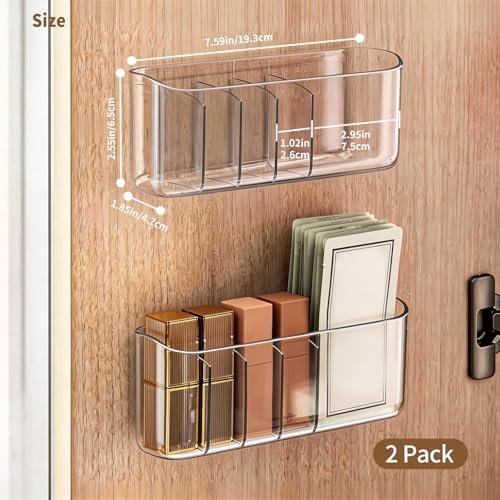 PAVSTINE 2 Pack Clear Adhesive Medicine Cabinet Shelves for Narrow Space