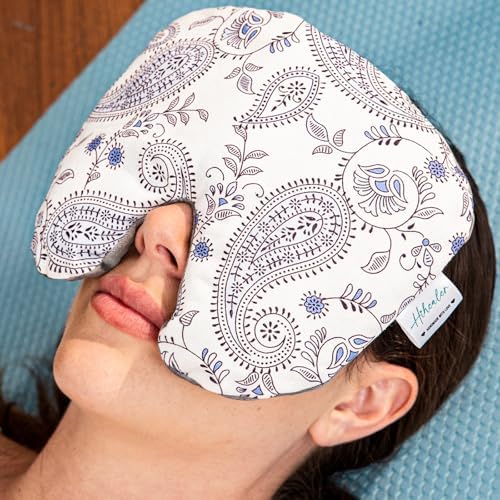 Weighted Sinus Mask, Warm Cold Compress Eye Mask for Dry Eyes, Migraine, Sinus Pressure Relief, Stress, Eye Pillow Microwavable Face Heating Pad for Puffy Eyes, Self-Care Gifts for Women (8x7 Inch)