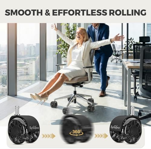 Sytopia Office Chair Wheels Replacement, 2.5 Inch Heavy Duty Caster Set, for Carpet and Hardwood Floors, Universal Size 11x22mm, Fits 99%, Black