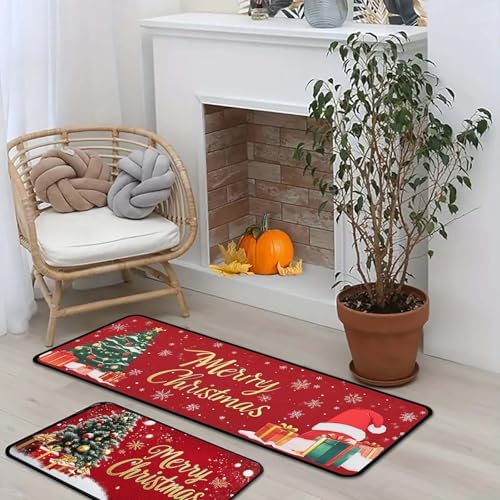 Kitchen Mats for Floor, 2PCS Waterproof Cushioned Non-Slip Anti Fatigue Rugs for Kitchen,Washable Comfort Absorbent Kitchen Mat Set for Laundry Sink Office Farmhouse Home