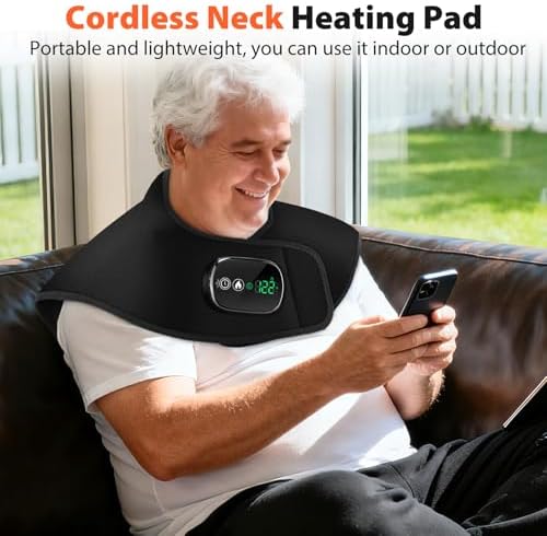 Heating Pad for Neck Shoulder, Cordless Electric Neck Shoulder Heating Pad Wrap 4 Heat Options & 5 Auto Timer for Mom Women