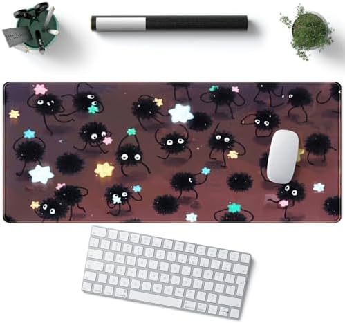 YKJWW Desk Pad Anime Black Pom Gaming Large Mouse Pad for Women Dask Mat