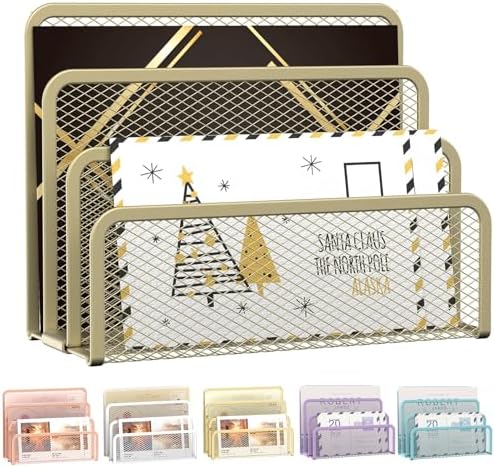 Mail Organizer Countertop for Desk, Mail File Holder with 3-Slot, Yellow
