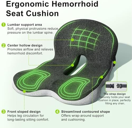 Office Chair Cushion, Ergonomic Seat Cushion with Lumbar Support
