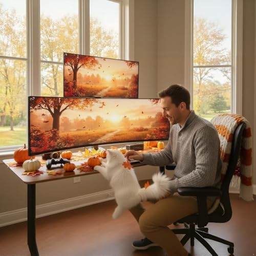 ARES WING Stacked Dual Vertical Monitor Arm with USB A/C for 17 to 49 Inch