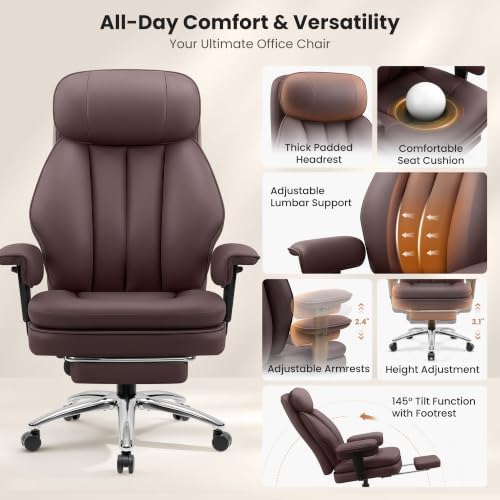 Ergonomic Big and Tall Office Chair with Lumbar Support and Footrest