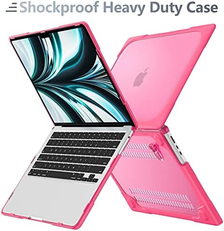 Batianda Foldable Stand Heavy Duty Case for MacBook Air 13.6 inch, Pink