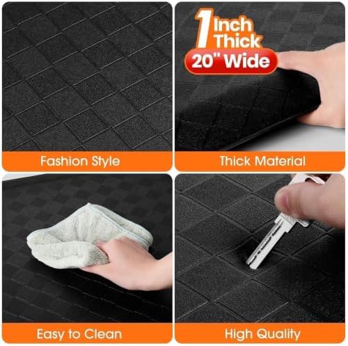 1" Thick Kitchen Mats for Floor, Water Resistant Floor Rug,Black/32" x 20"