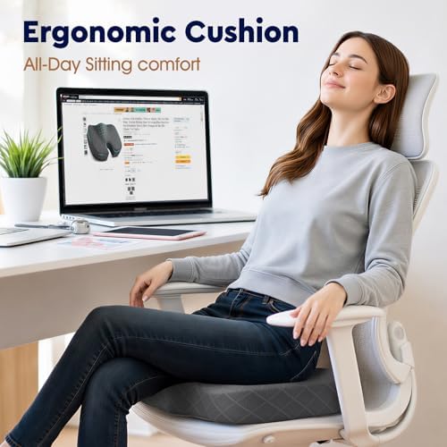 TushGuard Seat Cushion, Memory Foam Office Chair Cushion - Black, XXX-Large