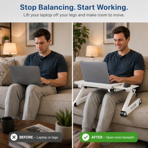 Uncaged Ergonomics XL Adjustable Laptop Stand, Cooling Riser (White)