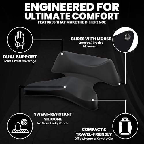 GlideX r2.0 Ergonomic Mouse Wrist Rest – Compact Sliding Wrist Pad with Low Profile Design for Desk Laptop Travel, Fits Small to Medium Hands (Black)