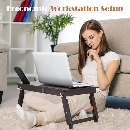 Nnewvante Laptop Desk with Fan 7 Angles & 4 Heights Adjustable,Black Walnut