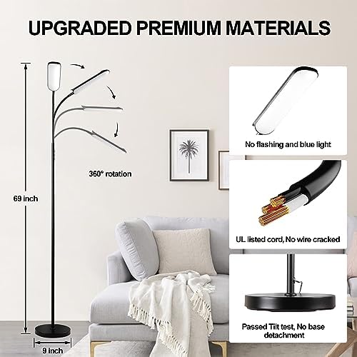 marctronic Floor Lamp 2 Pack, 18W 1800LM Bright LED Floor Lamp with 2 Remotes & Works with Smart Plug, Dimmable Timing Eye Caring Standing Reading Floor Lamps for Living Room Bedroom Office