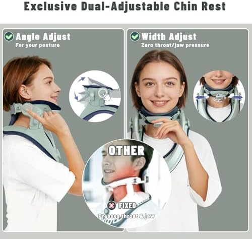 Zenopax Neck Stretcher Cervical Traction, Adjustable Neck Traction Device, Neck Stretcher for Neck Pain Relief with Dual-Adjustable Chin Rest, Ergonomic & Breathable for Home Use, Office(Olive Green)