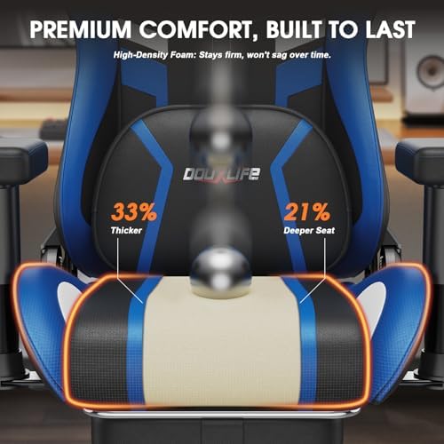 Douxlife 3D Massage Gaming Chair with Footrest Ergonomic PC Desk Chair