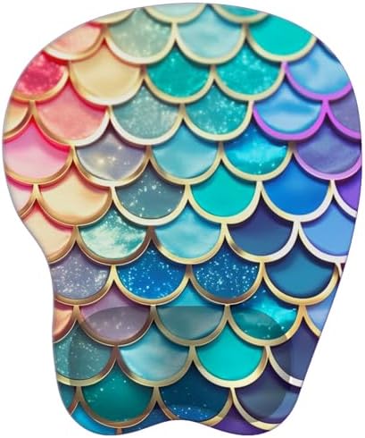 Wrist Support Mouse Pad Anti Slip Rubber Wrist Rest Mousepad 9in X 8in Small Desktop Notebook Mouse Mat for Working and Gaming (M-Pretty Mermaid)