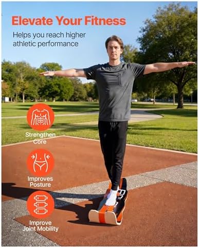 Balance Board Wobble Board - Wooden Curved Trainer for Adults, Standing Desk, Yoga, Pilates, Home Gym - Compact Lightweight Exercise Equipment - Orange