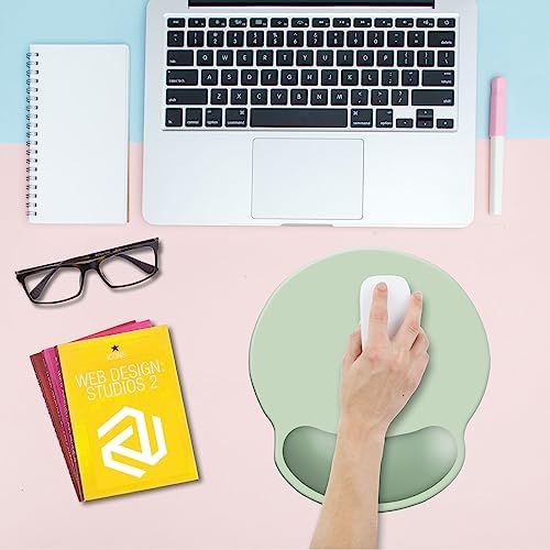 Wrist Rest Support Mouse Pad,Ergonomic Memory Foam Mouse Mat 9x10in Non-Slip Rubber Base Pain Relief Mousepad for Computer, Laptop(Light Green Foam)