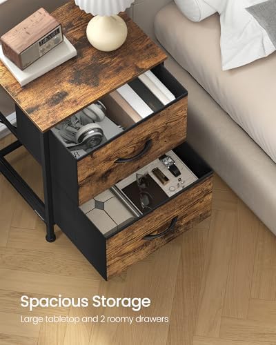 SONGMICS Nightstand with 2 Fabric Drawers, Bedside Table, Side End Table