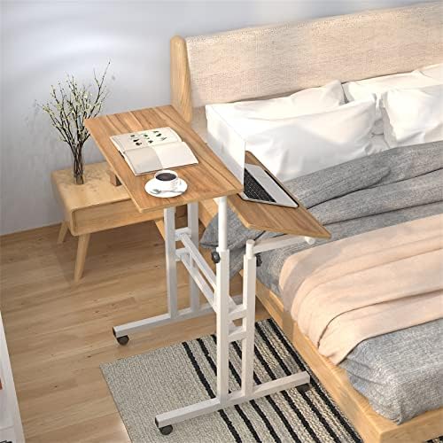 soges 23.6inch Height Adjustable Desk Laptop Desk on The Wheels, Oak