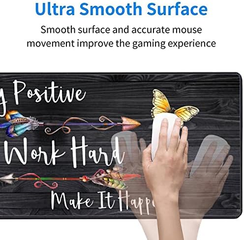 Large Gaming Mouse Pad, Keyboard Wrist Rest pad + Mouse Wrist pad + Coaster Set Extended Waterproof Non-Slip Table mat Suitable for Home Office - Stay Positive Work Hard and Make It Happen