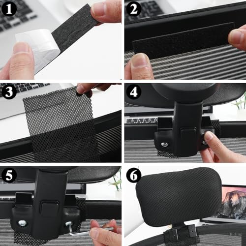 Operitacx Office Chair Headrest Attachment, Adjustable Head Rest for Office Chair, Universal Headrest Head Pillow for Office Chair Computer Chair(11x8.65 inch)¡­