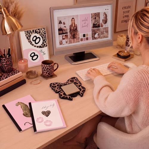 Leopard Bow Sticky Note Holder Large Wood, 3 x 3 Sticky Notes