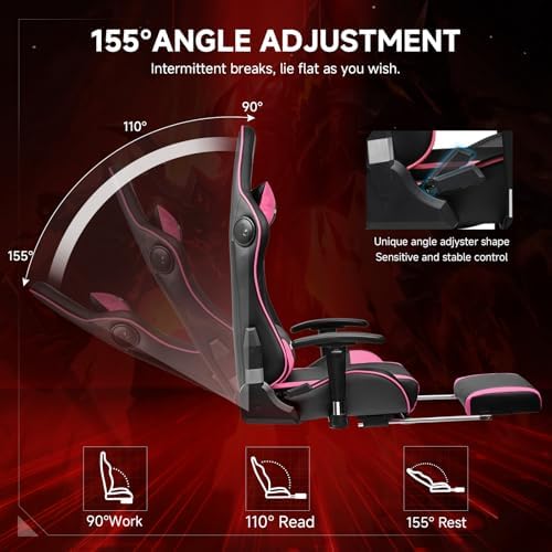 GTPLAYER Gaming Chair,Gamer Chair with Bluetooth and Adjustable Backrest,Seat Height Adjustable Computer Chairs with 3D Armrests,Video Game Chair with Footrest Speakers (Colourful)