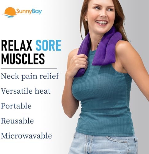 SunnyBay Microwavable Heating Pad, Neck and Shoulder Wrap, 26 inch, Purple