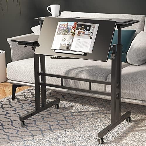 soges 31.5 inch Height Adjustable Mobile Tiltable Top Desk, Black