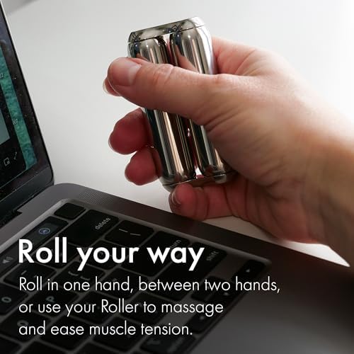 ONO Roller - Handheld Fidget Toy for Adults | Help Relieve Stress, Anxiety, Tension | Promotes Focus, Clarity | Compact, Portable Design (Natural, Junior Size - Stainless Steel)