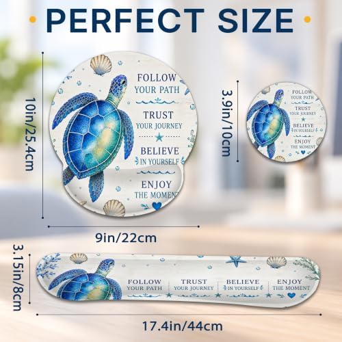 3 Piece Wrist Rest Mouse Pad Set with Keyboard Support Blue Sea Turtle