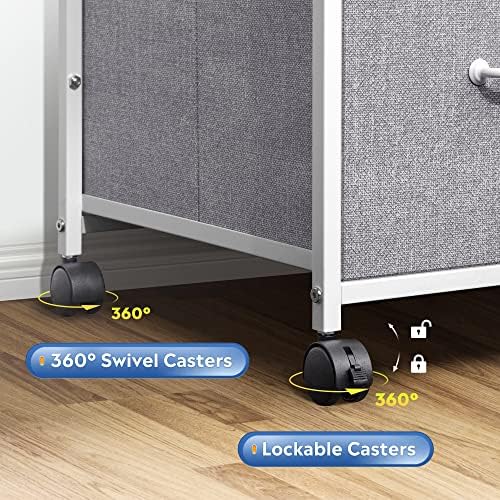 DEVAISE 3 Drawer Mobile File Cabinet, Fabric Lateral Filing Cabinet