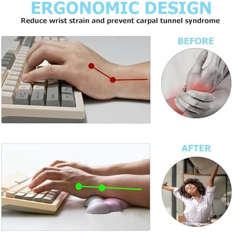 Cloud Wrist Rest Keyboard, Ergonomic Keyboard Wrist Rest Pad Set, Rainbow