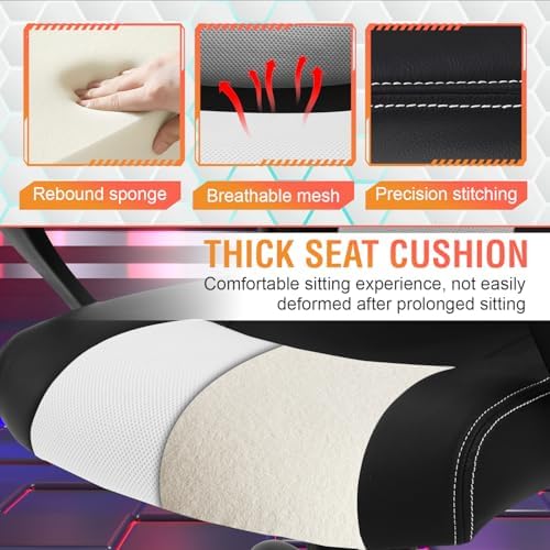 High-Back Computer Gaming Chair White Massage Office Chair Ergonomic Racing