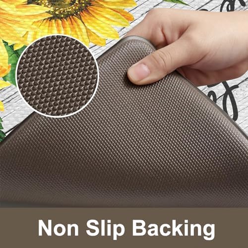 KIMODE Anti Fatigue Kitchen Mat, Farmhouse Sunflower Kitchen Rugs Sets of 2