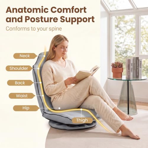 KOMFOTT 360° Swivel Floor Gaming Chair with Adjustable Backrest (Grey)