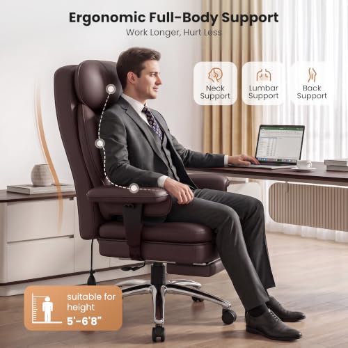 Ergonomic Big and Tall Office Chair with Lumbar Support and Footrest