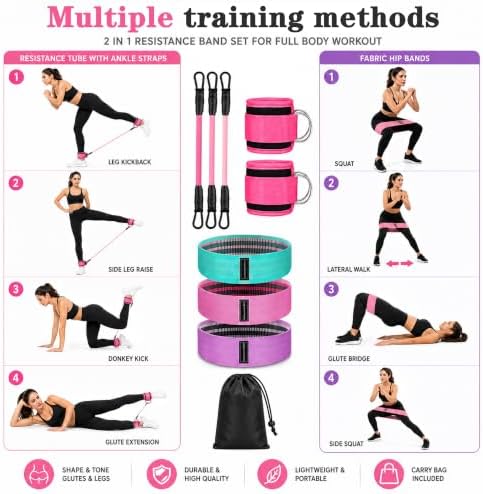 Figure 8 Resistance Bands with Non-Slip Handles for Arm Back & Shoulder 3PC