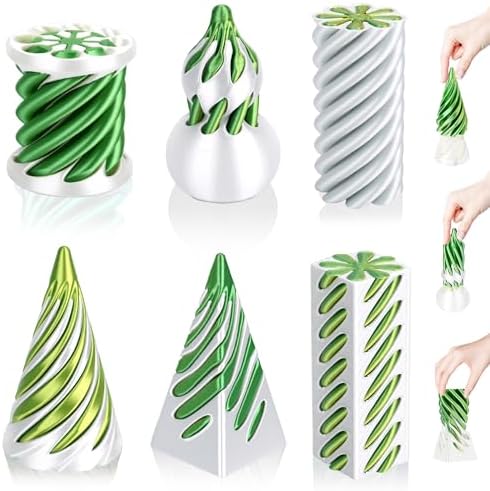 6 Pack 3D Printed Spiral Cone Fidget Toys Green Desk Relief Set
