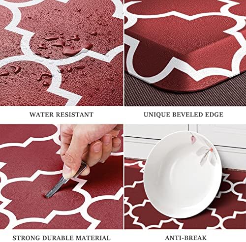 WISELIFE Anti Fatigue Mats for Kitchen Floor, 17.3" x 28", 4/5 Inch, Red