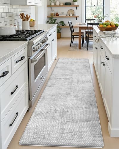 DEXI Kitchen Floor Mats Cushioned Anti Fatigue Runner, 23x86 Light Grey