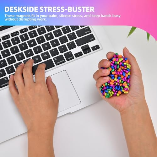 550pcs Fidget Toys Adults,Stress Relief Sensory Toys for Autism ADHD Anxiety,Smooth Ferrite Stones Desk Fidgets Toys,Fidget Toys Gifts(6colors)