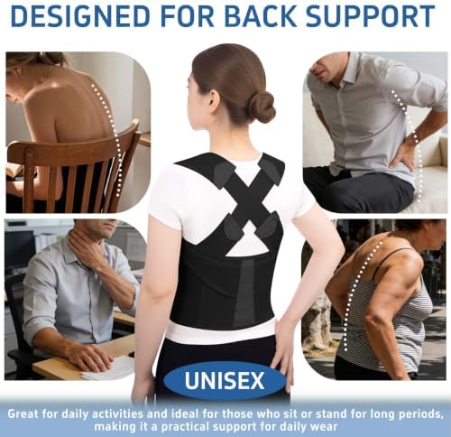 Posture Corrector for Women Men Back Brace hunchback Straightener Adjustable Shoulder Straps Upright Full-Back Correction Upper Support Hunchback Scoliosis Kyphosis Thoracic Instant Hump Pain (Black, Large)