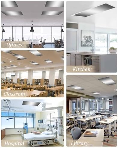 Grey Minimalist Geometric Gradual Solid White Magnetic Fluorescent Light Covers for Ceiling Lights 2 x 4 Feet, Office Classroom Kitchen Drop Ceiling Light Covers Lighting Filters Shade Panel 1 Pack