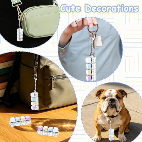 2 PCS Keyboard Fidget Toy, Double Layer Keycap Keyboard Fidget Keychain 4-in-1 Keyboard Decompression Button Finger Clicker Toys , Portable Tactile Button Sensory Toys Stress Relief Gifts（Four Colors）